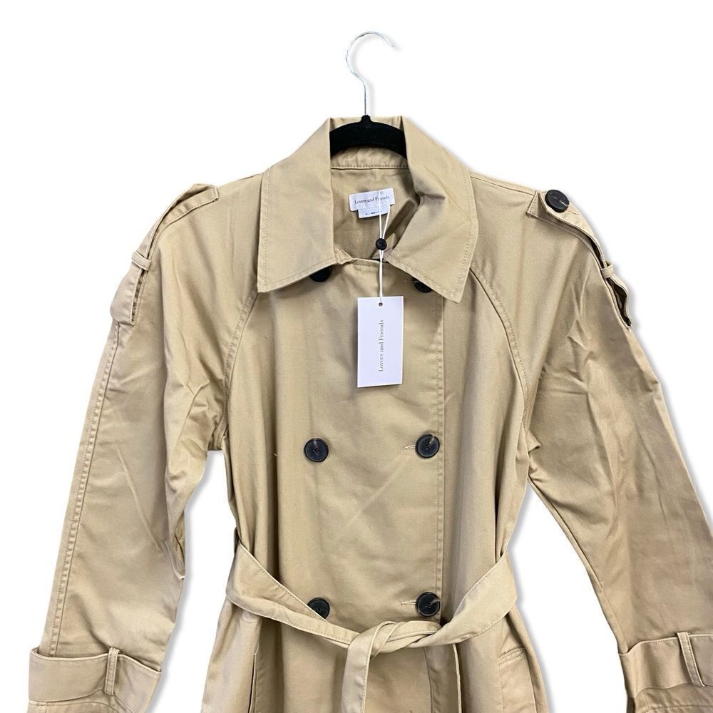 NWT Lovers and Friends Rachel Ridley Trench Coat Beige khaki belted Revolve S - Picture 11 of 12
